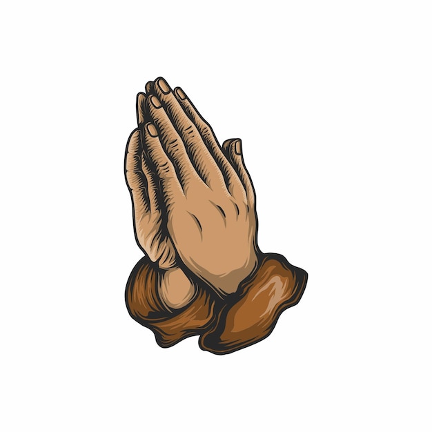 Vector human hand praying vector illustration