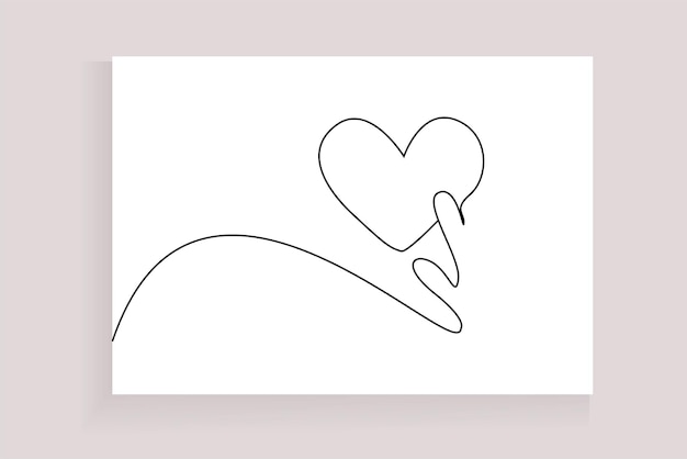 Vettore mano umana che tocca tenendo cuore segno simbolo line art