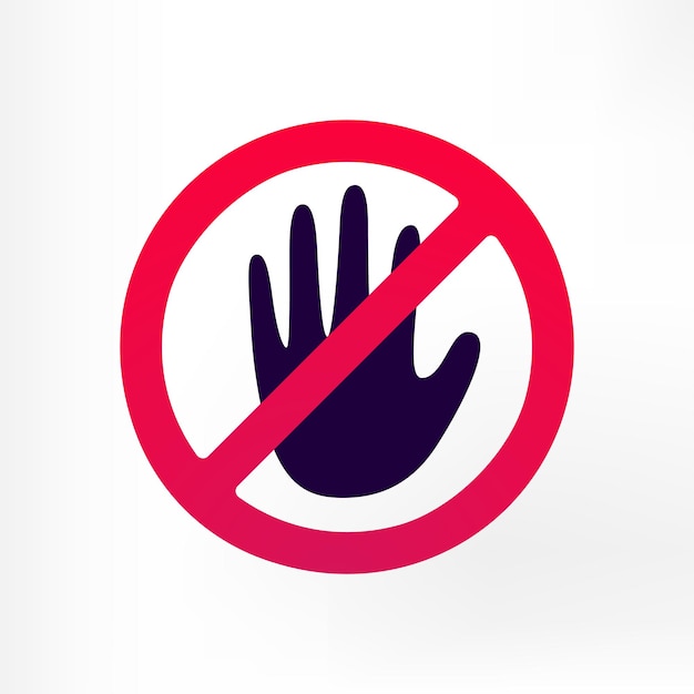 Human hand with prohibition sign illustration