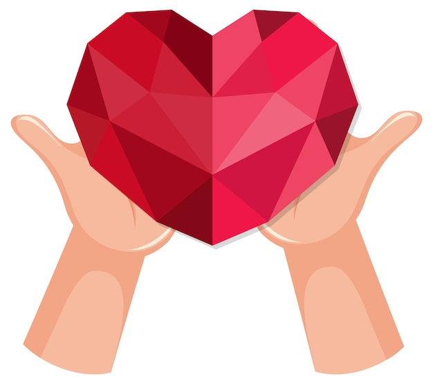 Mani umane che tengono la forma del diamante del cuore