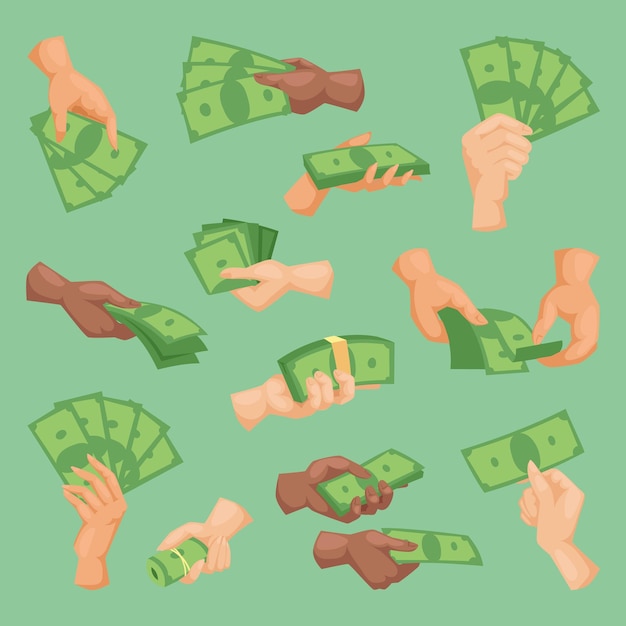 Human hands holding money vector illustration isolated