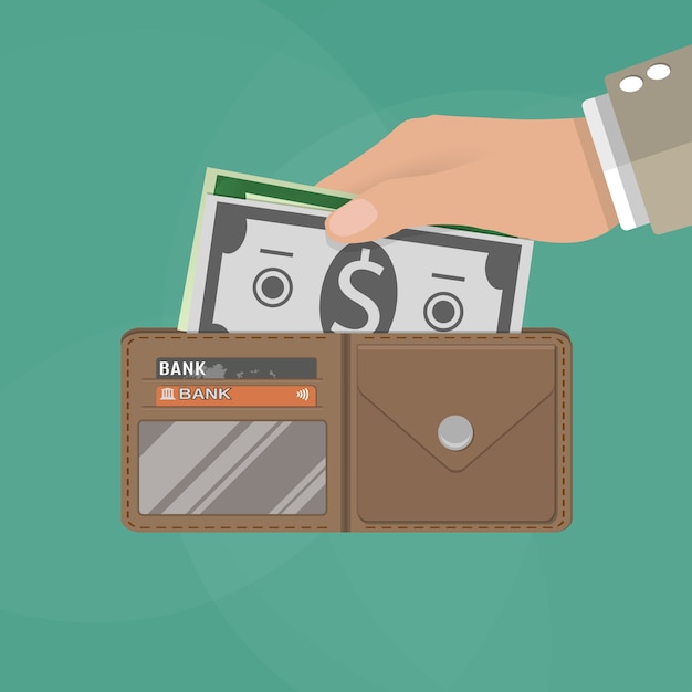 human hands holding opened wallet