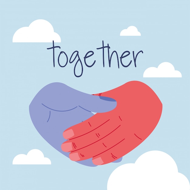 human hands joined fighting together