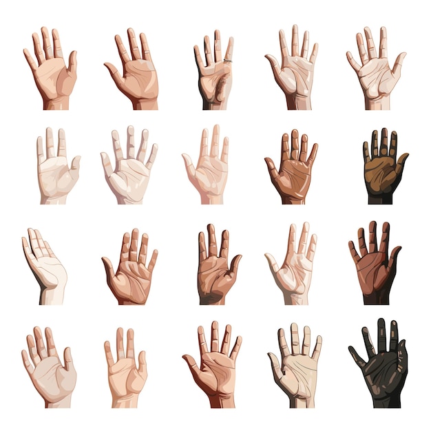 Vector human hands set flat design illustration