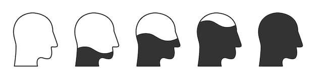 Вектор Набор иконок головы человека силуэт векторной иллюстрации профиля