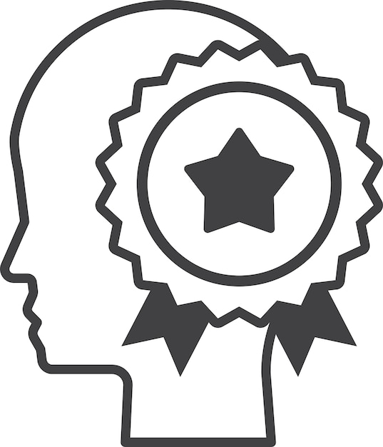 Human head and medal illustration in minimal style