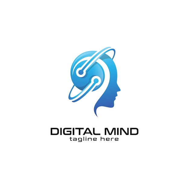 Human head mind and technology logo