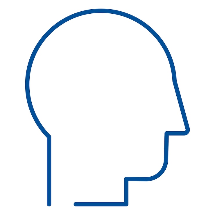Vector human head side view business process stroke icon