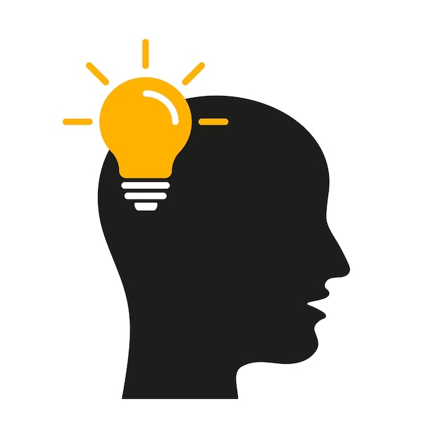 Human head silhouette with light bulb Idea and inspiration concept Vector illustration