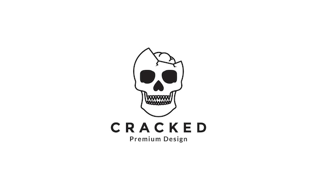 Human head skull lines cracked logo design vector icon symbol graphic illustration