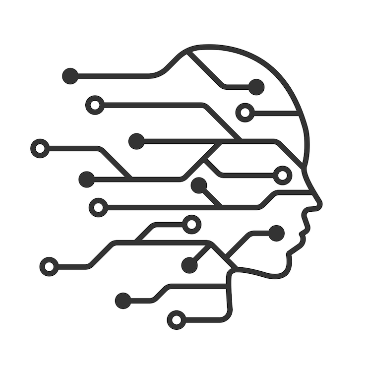Vector human head tech met lijncircuit icoon lijn icoon geïsoleerd op de achtergrond artificiële intelligentie technologie concept vector illustratie