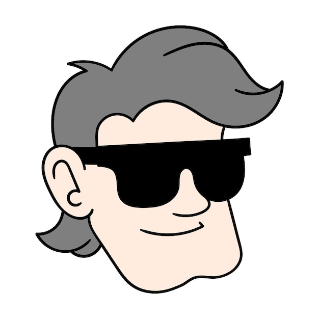 Human head wearing sunglasses doodle icon drawing