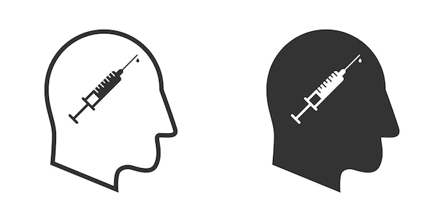 Human head with syringe icon inside Vector illustration