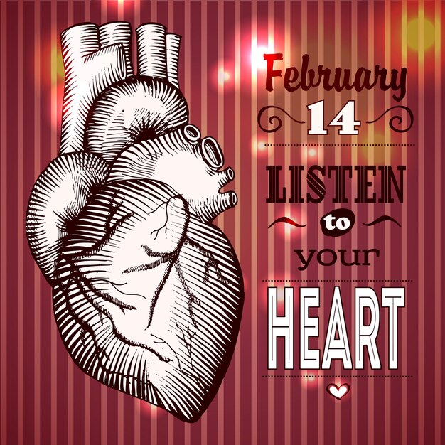 Vector the human heart illustration card valentine's day