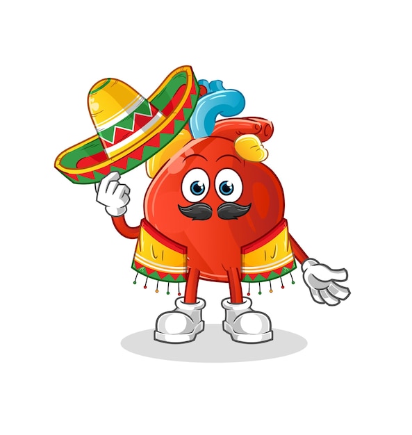 Human heart Mexican culture and flag. cartoon mascot vector