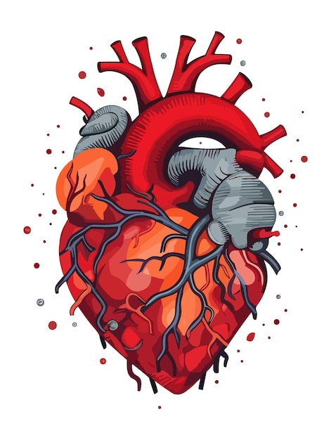 Векторная иллюстрация человеческого сердца на изолированном фоне