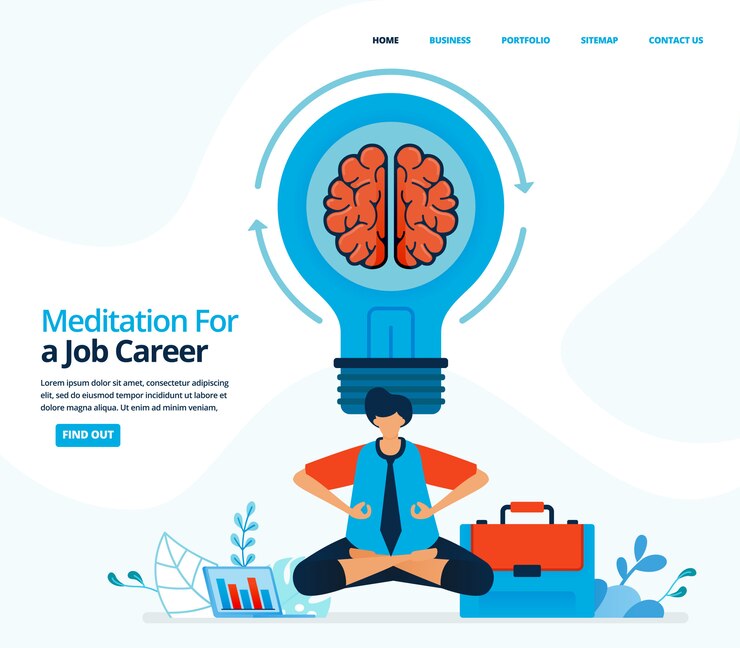  human illustration of meditate while working.