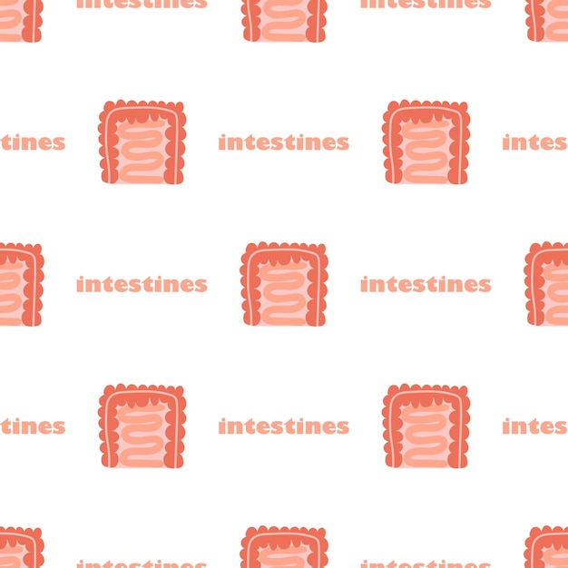 Human intestines cartoon style illustration seamless pattern vector illustration