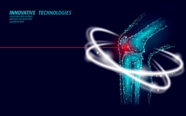 Human knee joint 3d model vector illustration. Low poly design future