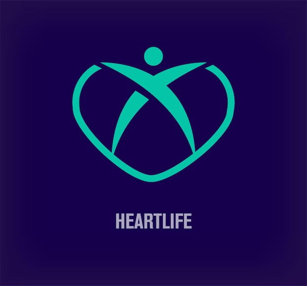 Logo umano all'interno di un cuore unico vettore modello di logo umano heart life