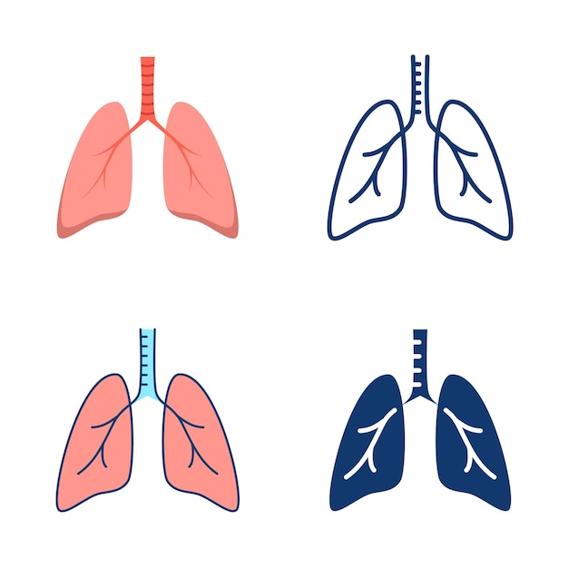 Human lungs icon set