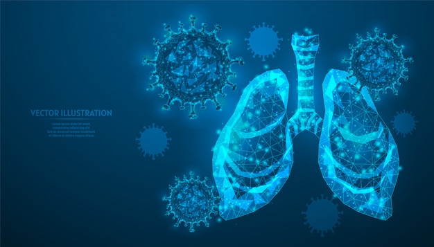 Легкие человека окружены вирусом коронавирусной инфекции covid-19. орган крупным планом. защита от вируса, пневмонии. инновационная медицина.