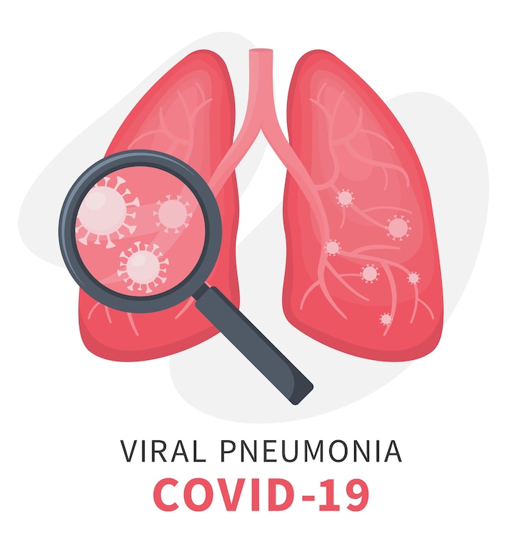 Vector human lungs under viral pneumonia and covid