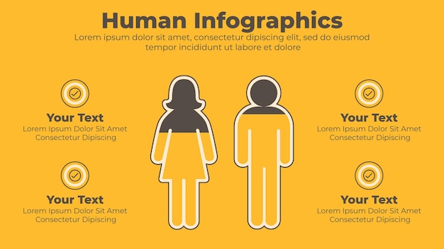 Modello di infografica aziendale per clienti maschi e femmine umani