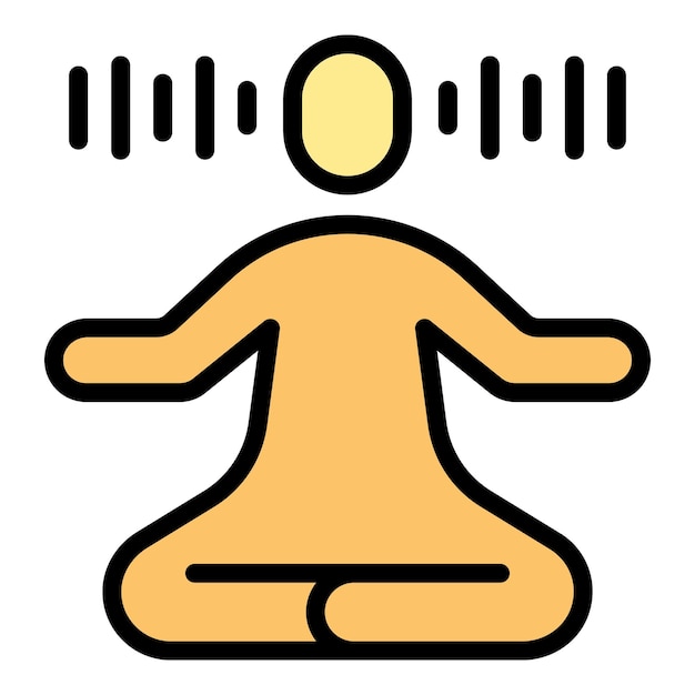 Human meditate icon outline vector Yoga relax Healthy mind color flat