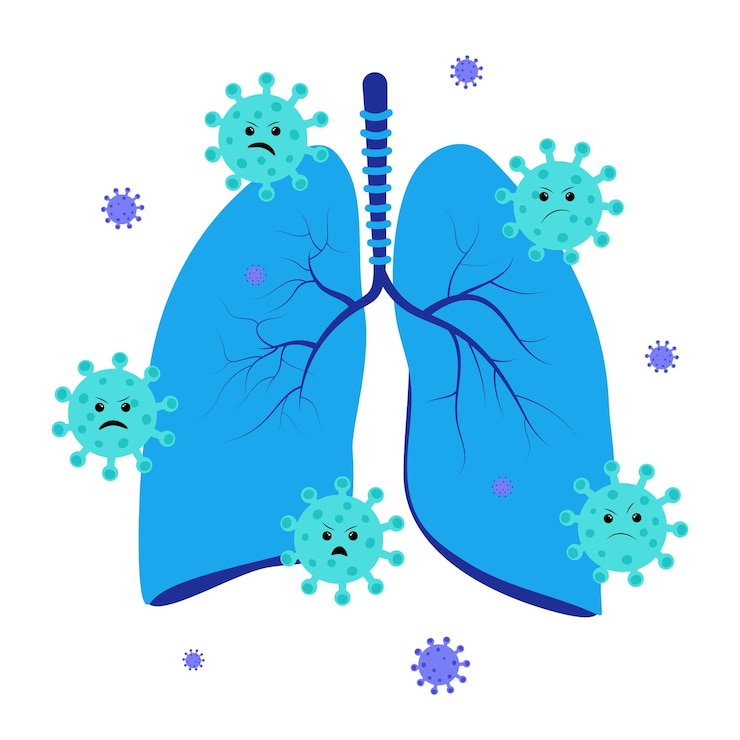 Vector human metapneumovirus or hmpv virus affect the lungs flat vector illustration medical banner