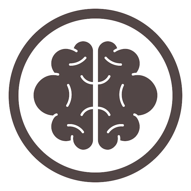 Human mind icon Round black brain silhouette