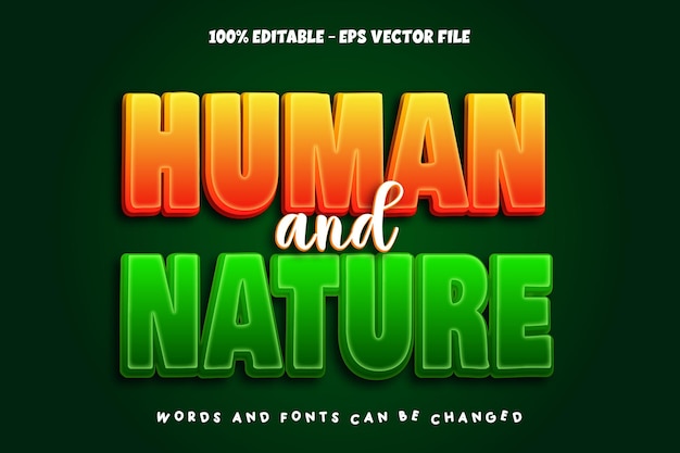 Human And Nature Editable Text Effect Emboss Cartoon Style