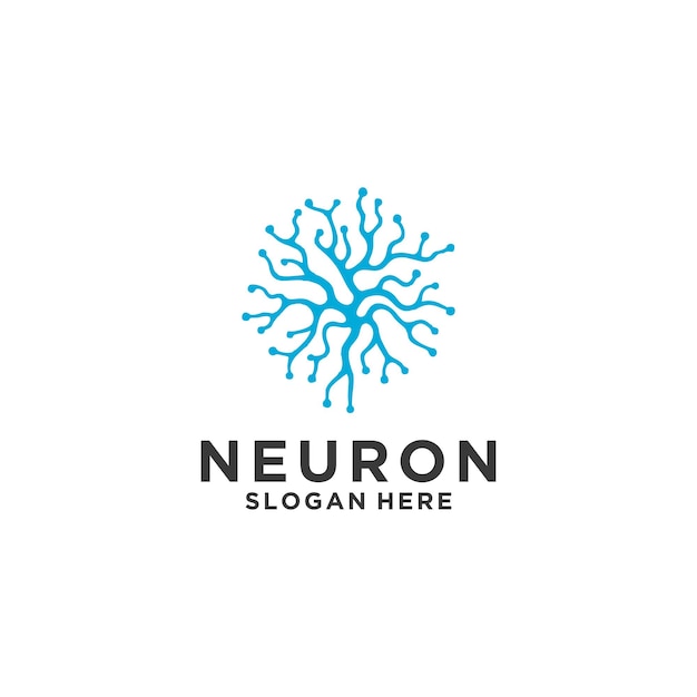 Вектор символов дизайна логотипа человеческого нейрона