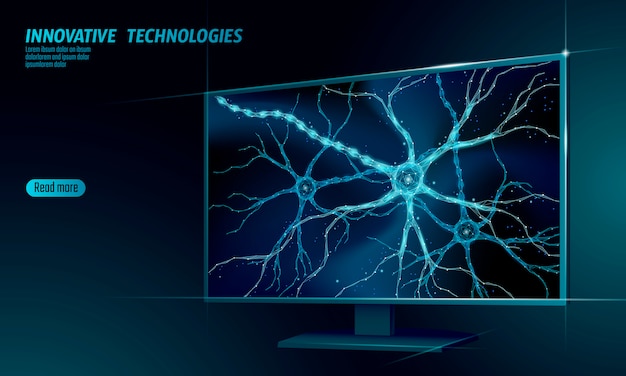 Human neuron low poly anatomy concept.