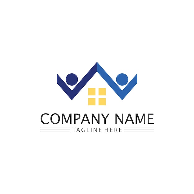 Human and people logo design community care icon and vector group