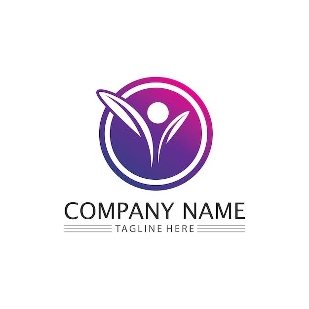 Human and people logo design Community care icon and vector group