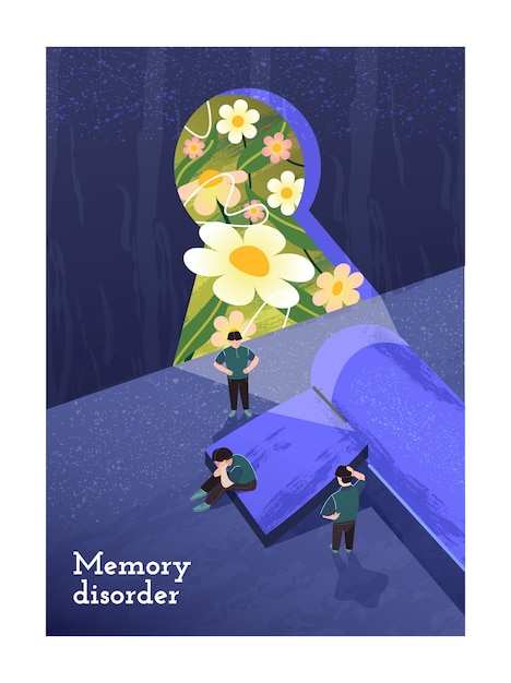 Человеческая психология плакат отчаяния персонаж с расстройством памяти не может найти путь к его воспоминаниям