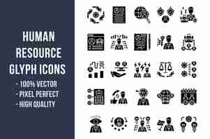 Vector human resource glyph icons