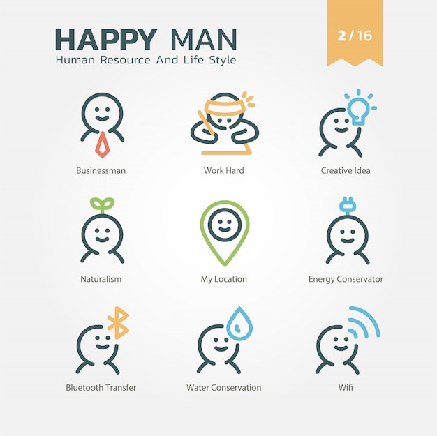 Human resource and lifestyle icon set