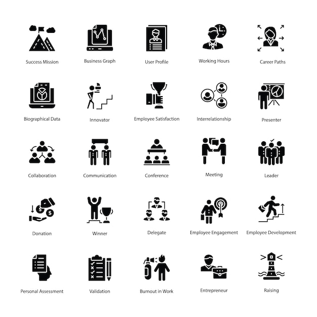 Human Resource Solid Vector Icons Set