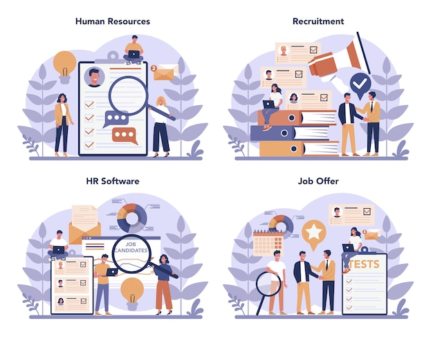 Vector human resources concept set