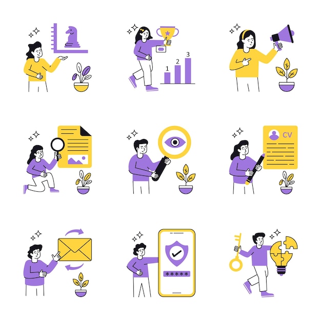 Human Resources Concept vector illustratie Set 1 geïsoleerd op witte achtergrond