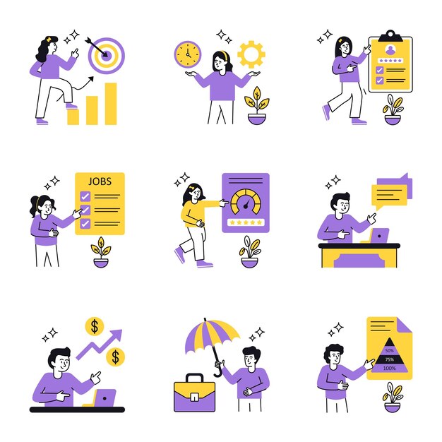 人力資源コンセプトベクトルイラスト セット3 白い背景に隔離