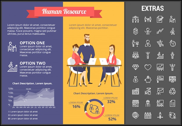Human resources infographic sjabloon en elementen