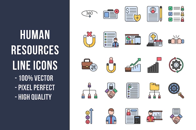 Human Resources Lineal Color Icons