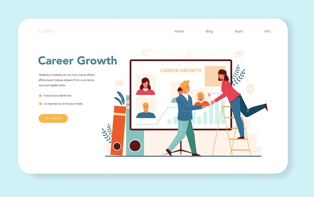 Vector human resources manager web banner or landing page