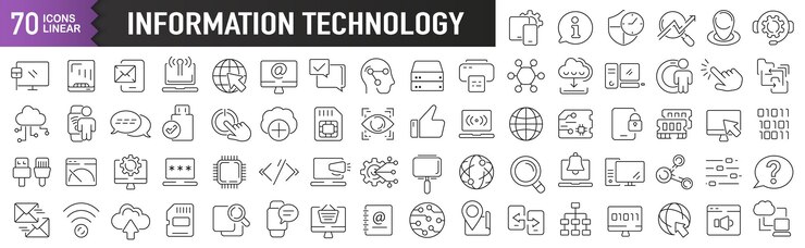 Vector human resources zwarte lineaire iconen verzameling van 70 iconen in het zwart grote set van lineaire iconen