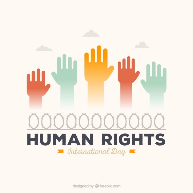 Human rights background with colorful hands