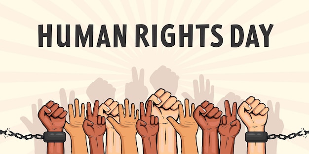 Human rights day horizontal banner illustration