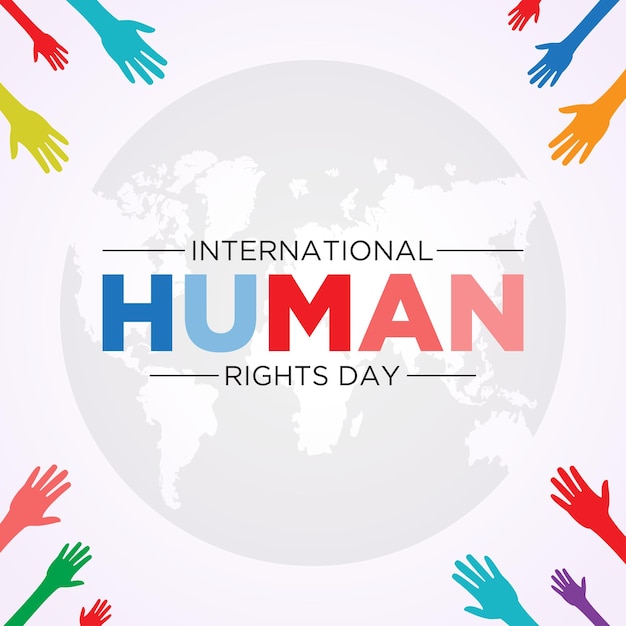La giornata internazionale dei diritti umani si celebra ogni anno il 10 dicembre illustrazione vettoriale sul tema della giornata internazionale dei diritti umani modello per poster di biglietti di auguri con sfondo